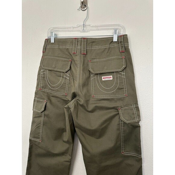 True Religion Women's Military Cargo Pants Straight Kalamata Olive Green Size 26 - Picture 9 of 12